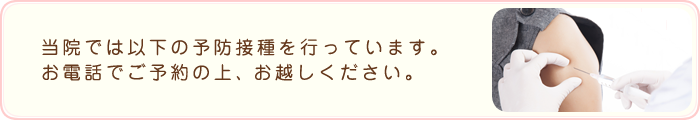 当院では以下の予防接種を行っています。お電話でご予約の上、お越しください。